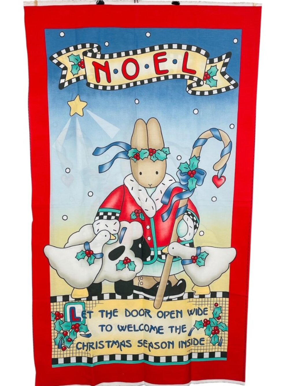 Vtg 90s Daisy Kingdom Noel Christmas Door Panel Wall Hanging Cottagecore Grandma